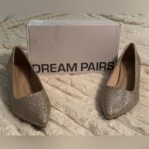 Dream Pairs Women's Sparkling Gold Heels